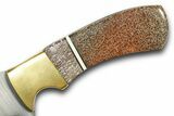 Knife with Fossil Dinosaur Gembone & Mammoth Tusk Inlays #370837-2